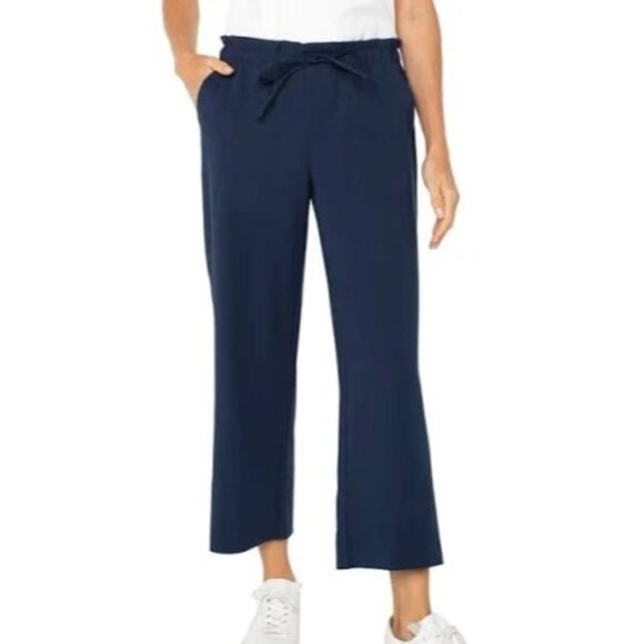 Liverpool Wide Leg Cosmic Navy Crop Pants Size Medim Draw String NWT $98 - Picture 1 of 12